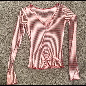 Hollister Red & White Striped long Sleeve